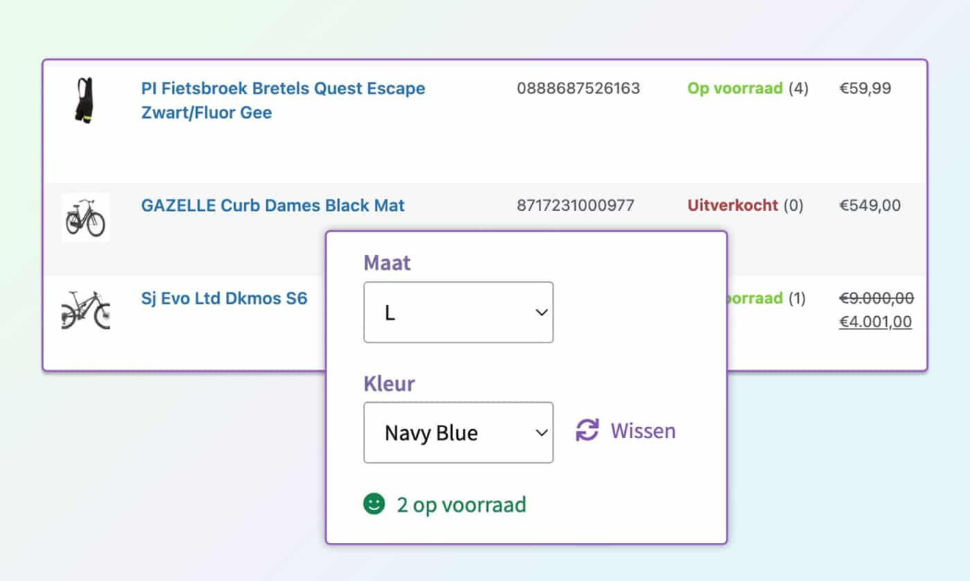 WooCommerce Productvoorraad
